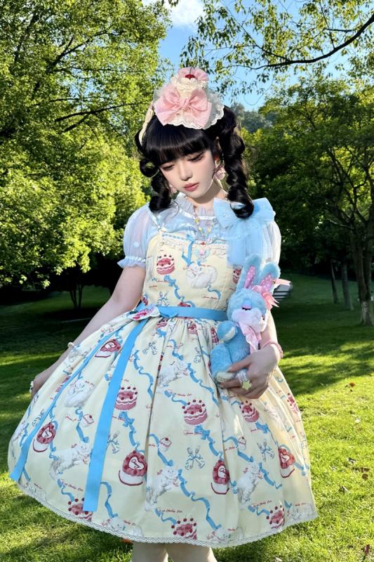 Ribbon Kitten Sweet Print Dress Lolita Clothing