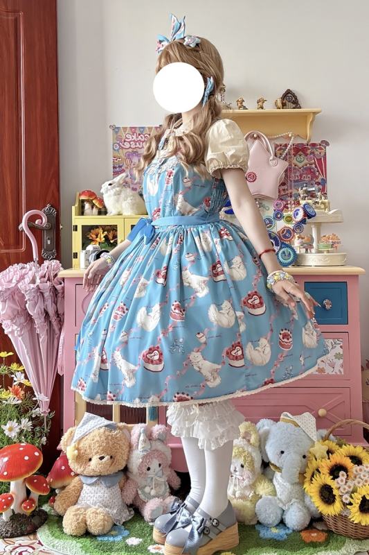 Ribbon Kitten Sweet Print Dress Lolita Clothing