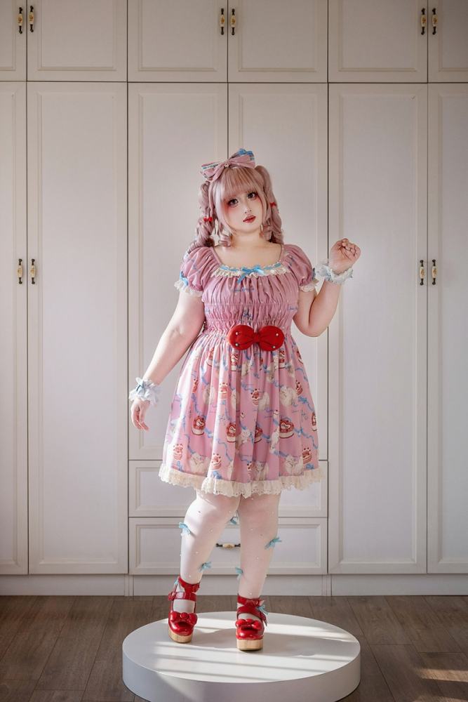 Ribbon Kitten Sweet Print Dress Lolita Clothing