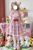 Ribbon Kitten Sweet Print Jumper Dress Lolita Clothes Custom-Tailor