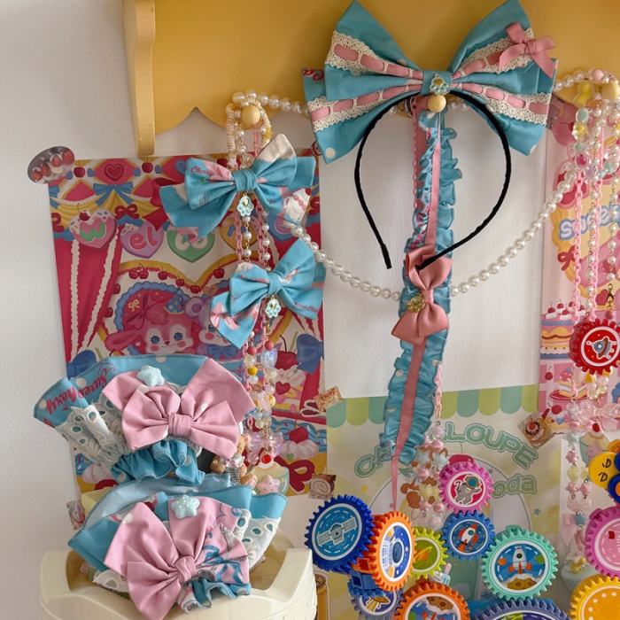 Ribbon Kitten Sweet Print Cake Hat Lolita Accessories