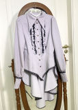 Little Dipper Gothic Ouji Lolita Blouse  Long Sleevees White Blouse white lace Size L Long Version - In Stock