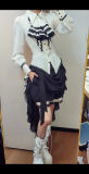 Little Dipper Gothic Ouji Lolita Blouse  Long Sleevees White Blouse white lace Size L Long Version - In Stock