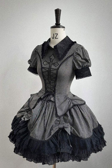 Susin Striped Cross Gothic Set Lolita Dress Clothes