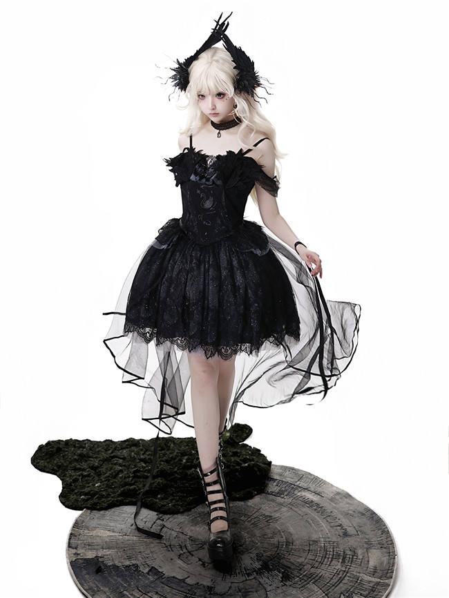 Black Dream of Swan Lolita Jumper Dress