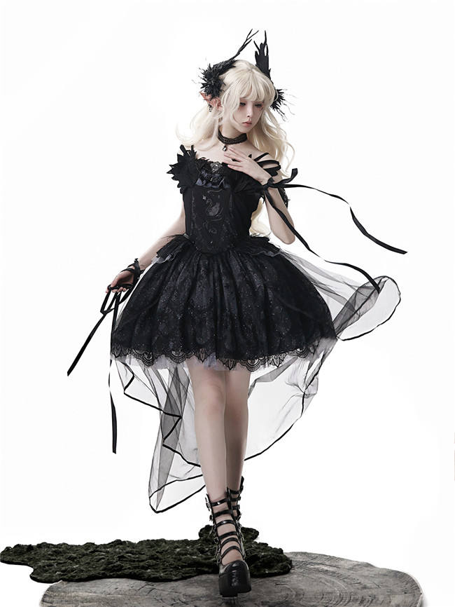 Black Dream of Swan Lolita Jumper Dress