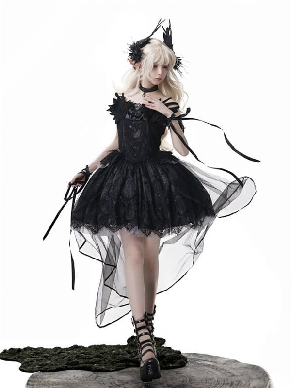 Black Dream of Swan Lolita Jumper Dress