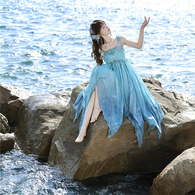 Sea Spirit Chinese Style Jumper Dress and Cape