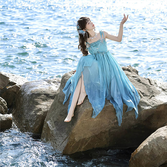 Sea Spirit Chinese Style Jumper Dress and Cape