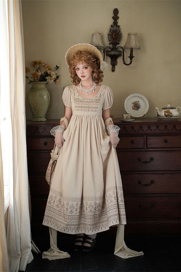 Miss Point the Sunset Floating Embroidery Regency Era Empire Dress