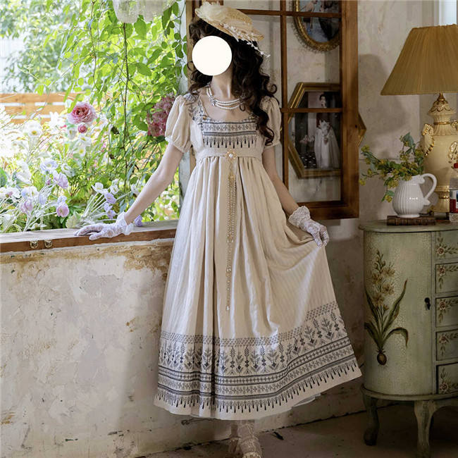 Miss Point the Sunset Floating Embroidery Regency Era Empire Dress