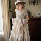 Miss Point the Sunset Floating Embroidery Empire High Waist Dress