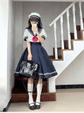 Beleganty Fashion Lolita Sea and Wind Navy Lolita Skirt and Top
