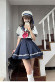 Beleganty Fashion Lolita Sea and Wind Navy Lolita Skirt and Top