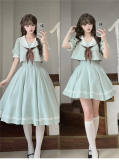 Beleganty Fashion Lolita Sea and Wind Navy Lolita Skirt and Top
