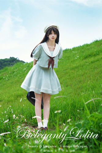 Beleganty Fashion Lolita Sea and Wind Navy Lolita Skirt and Top