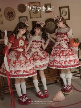 Sweet Strawberry Print Lolita Dress, Blouse and Accessories