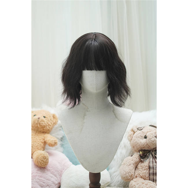 Yuchashui Sweetheart Bobo Cut Lolita Wig and Double Bun Hairstyle