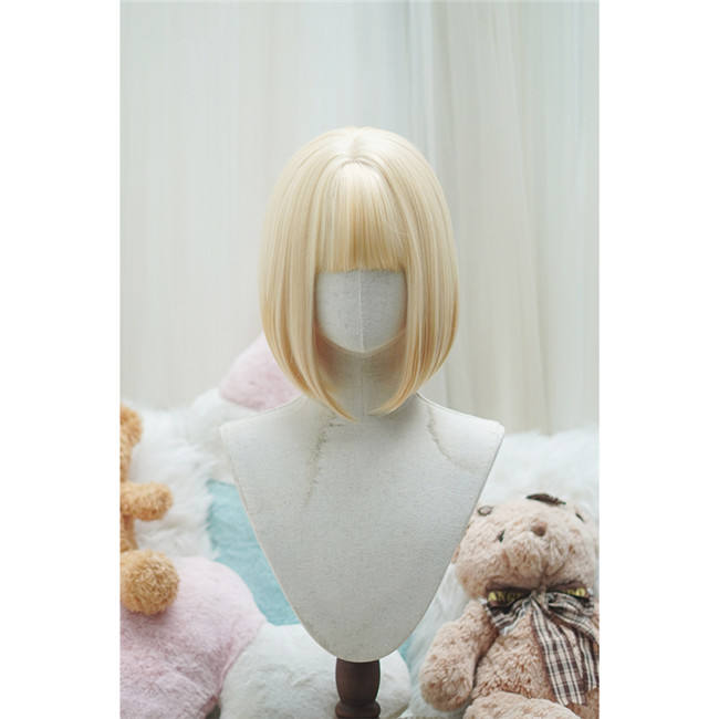 Yuchashui Sweetheart Bobo Cut Lolita Wig and Double Bun Hairstyle