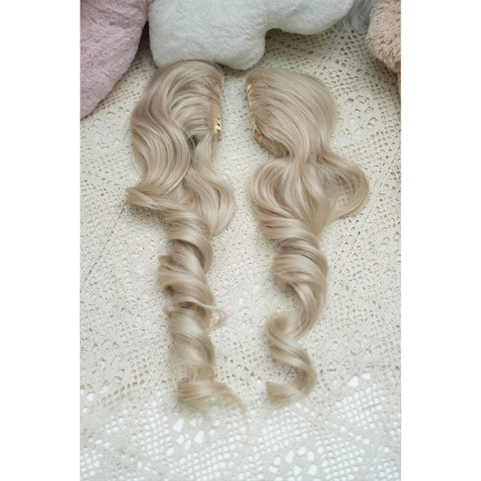 Yuchashui Retro Sweetheart Bobo Cut Lolita Wig and Curls Double Ponytails