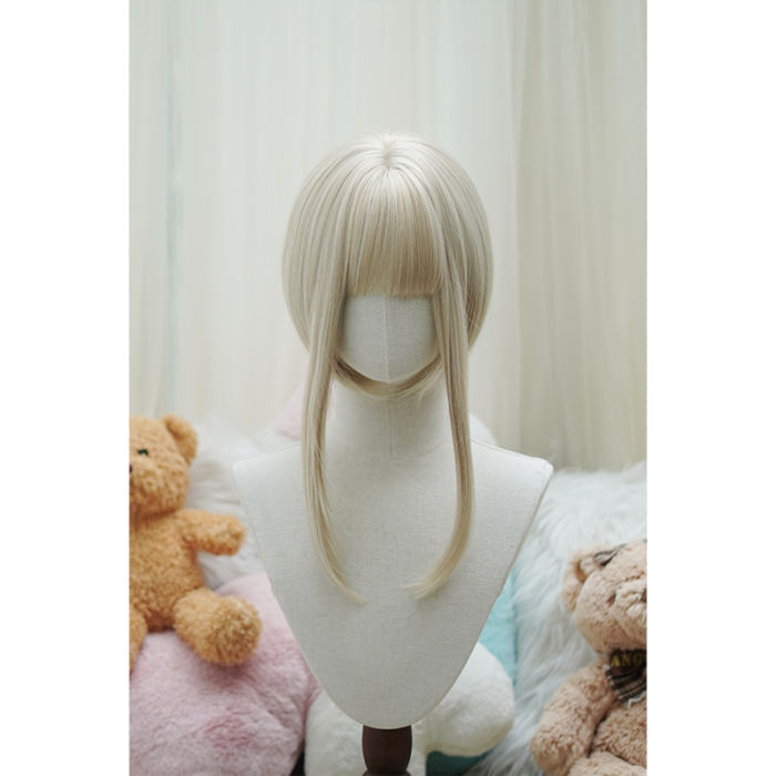 Yuchashui Retro Sweetheart Bobo Cut Lolita Wig and Curls Double Ponytails