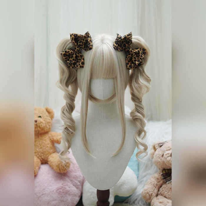Yuchashui Retro Sweetheart Bobo Cut Lolita Wig and Curls Double Ponytails