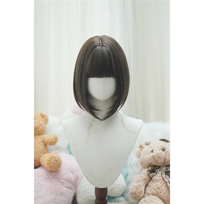 Yuchashui Sweetheart Bobo Cut Lolita Wig and Double Bun Hairstyle