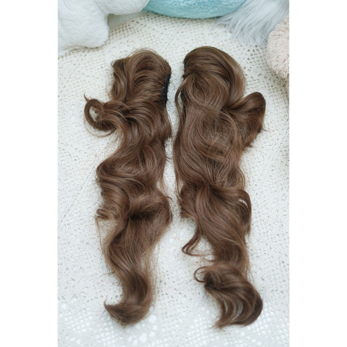 Yuchashui Retro Sweetheart Bobo Cut Lolita Wig and Curls Double Ponytails