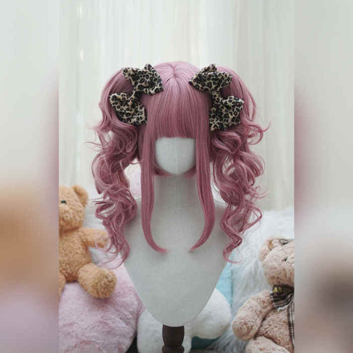 Yuchashui Retro Sweetheart Bobo Cut Lolita Wig and Curls Double Ponytails