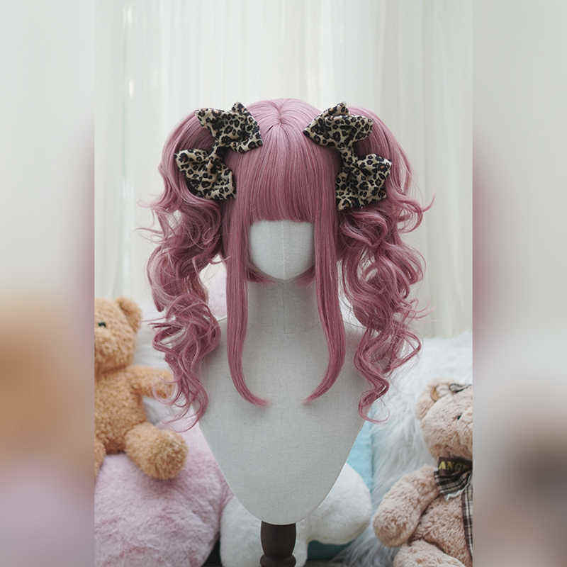 Yuchashui Retro Sweetheart Bobo Cut Lolita Wig and Curls Double Ponytails