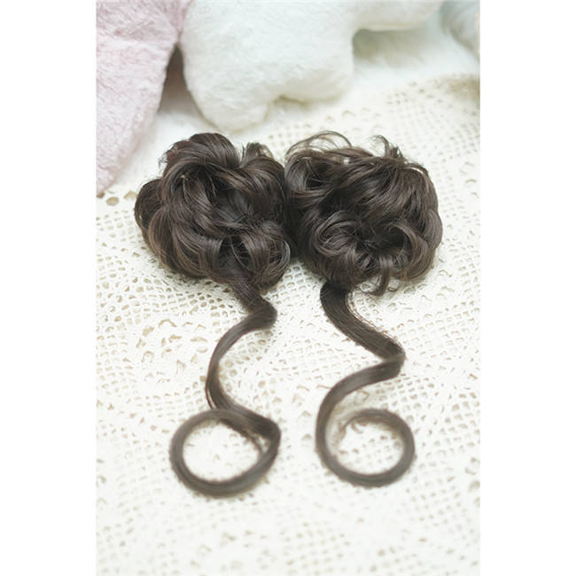 Yuchashui Sweetheart Bobo Cut Lolita Wig and Double Bun Hairstyle