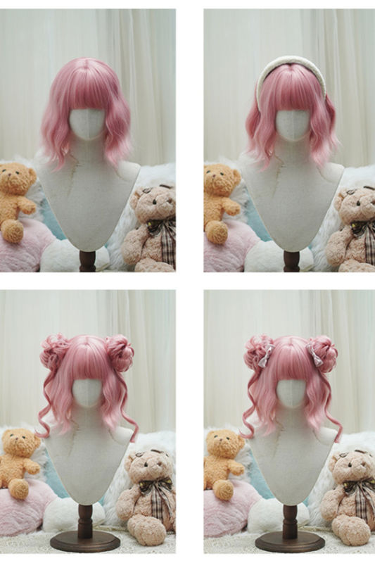 Yuchashui Sweetheart Bobo Cut Lolita Wig and Double Bun Hairstyle