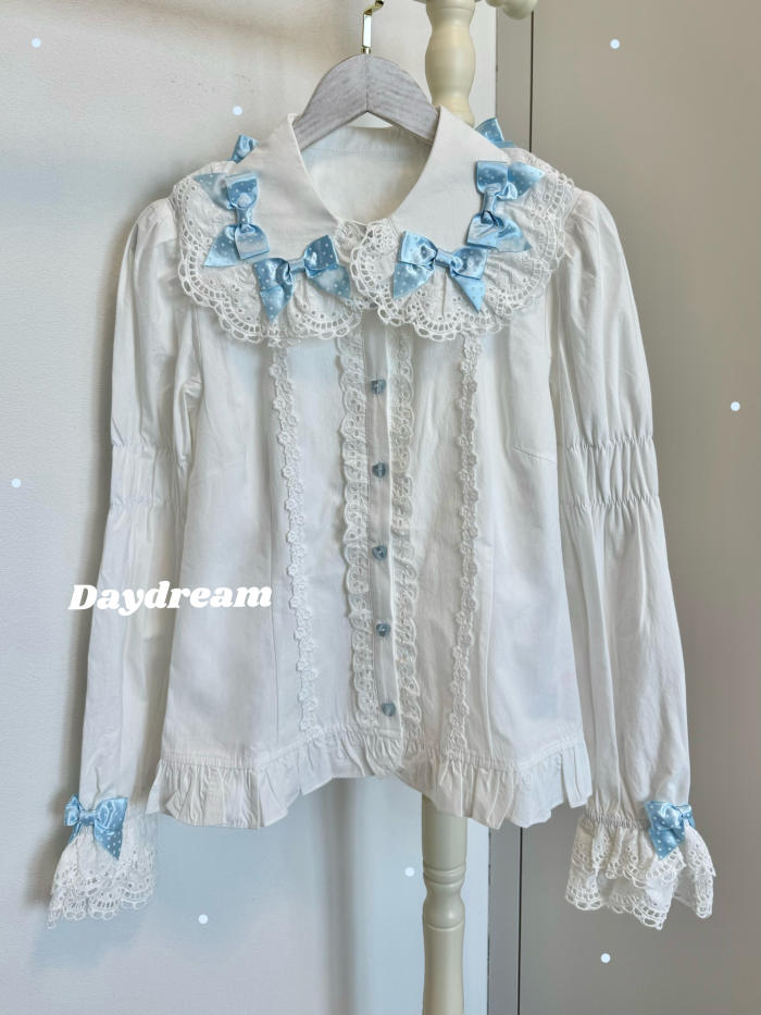 Retro Bow Lace Long and Short Sleeve Blouse
