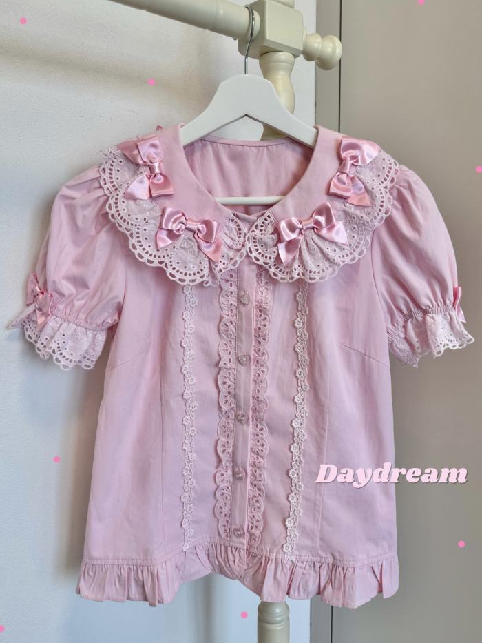 Retro Bow Lace Long and Short Sleeve Blouse