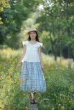 Bring Dreams Plaid Flowers Bud Skirt Mori Kei Fashion