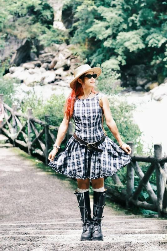 Bring Dreams Travel Retro Plaid Blue Dress Mori Kei Clothing