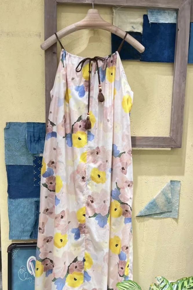 Bring Dreams Retro Prints Strapless Dress Mori Kei Fashion