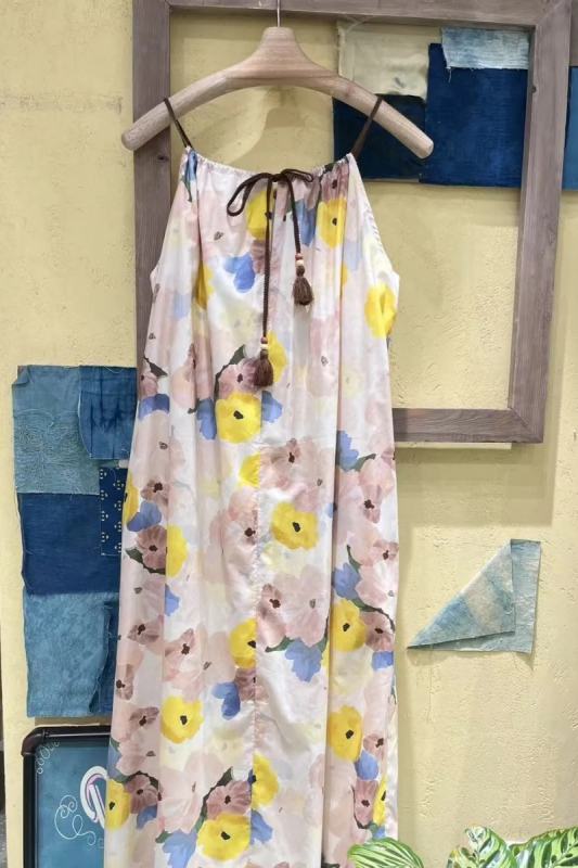 Bring Dreams Retro Prints Strapless Dress Mori Kei Fashion