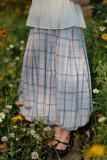 Bring Dreams Plaid Flowers Bud Skirt Mori Kei Fashion