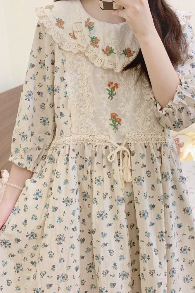 Loose Printed Dress Mori Kei Fashion