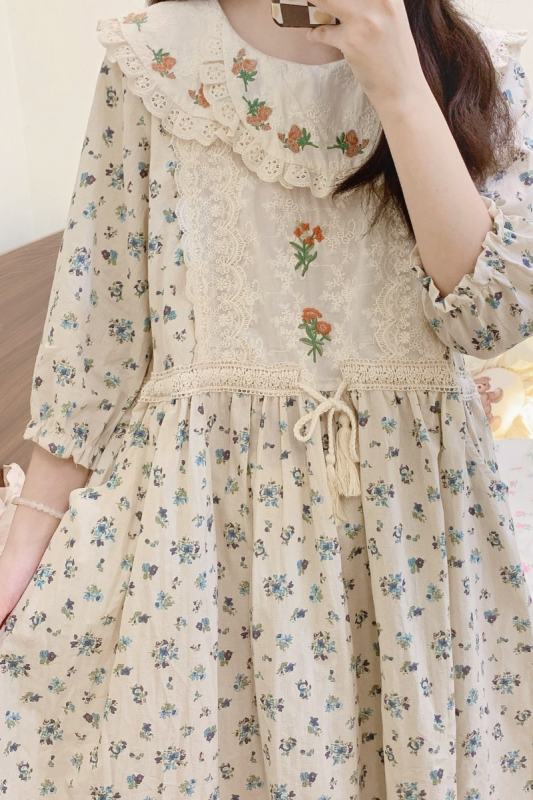 Loose Printed Dress Mori Kei Fashion