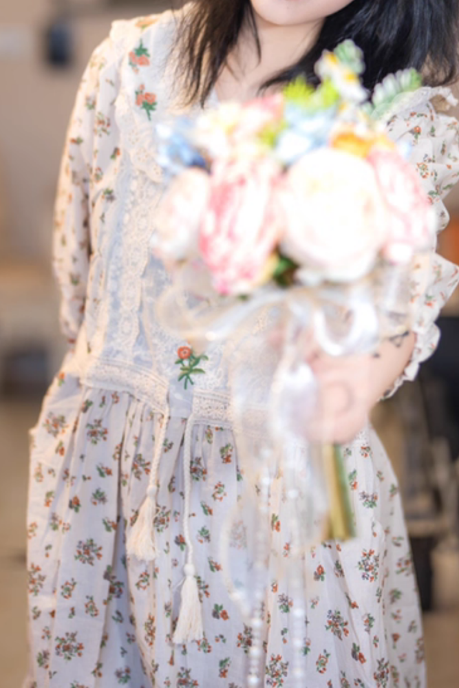 Loose Printed Dress Mori Kei Fashion