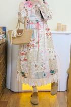 Lovely Patchwork Long Dress Mori Kei Fashion