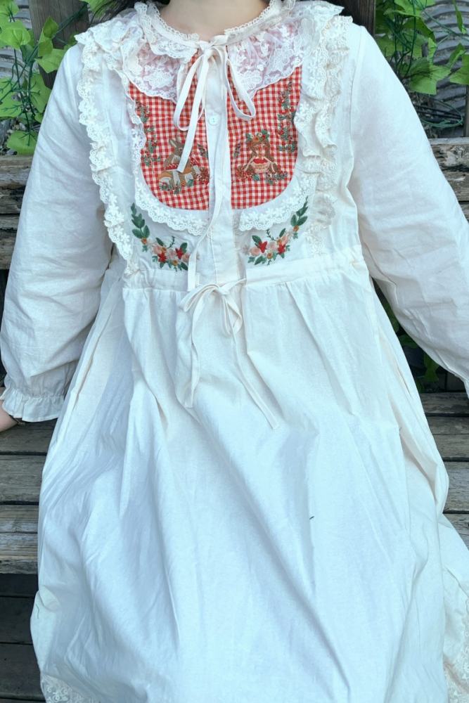Retro Lace Long Sleeve Dress Mori Kei Fashion