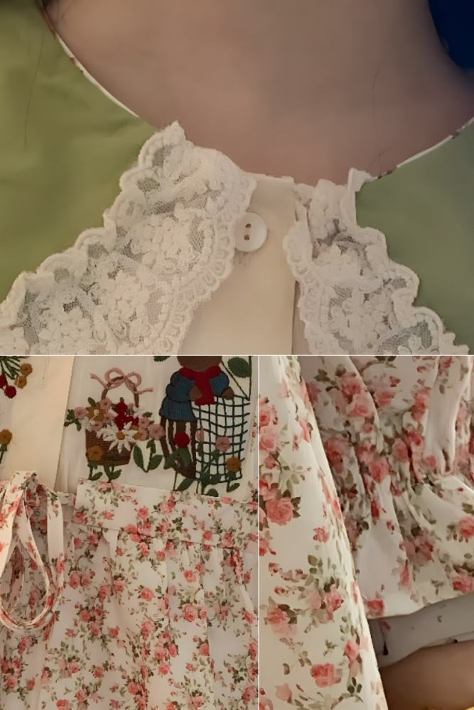 Early Spring Sweet Floral Print Dress Mori Kei Fashion