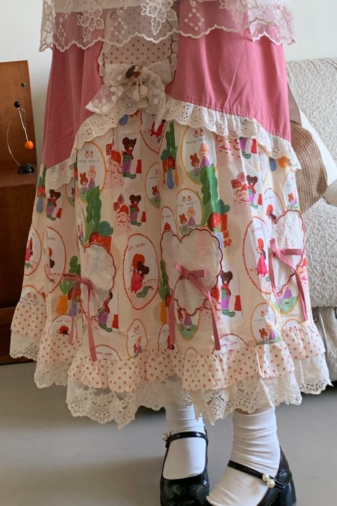 Sweet Plaid Skirt Pink Vest Mori Kei Clothing