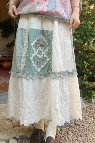 Sweet Plaid Patchwork Skirt Mori Kei Style