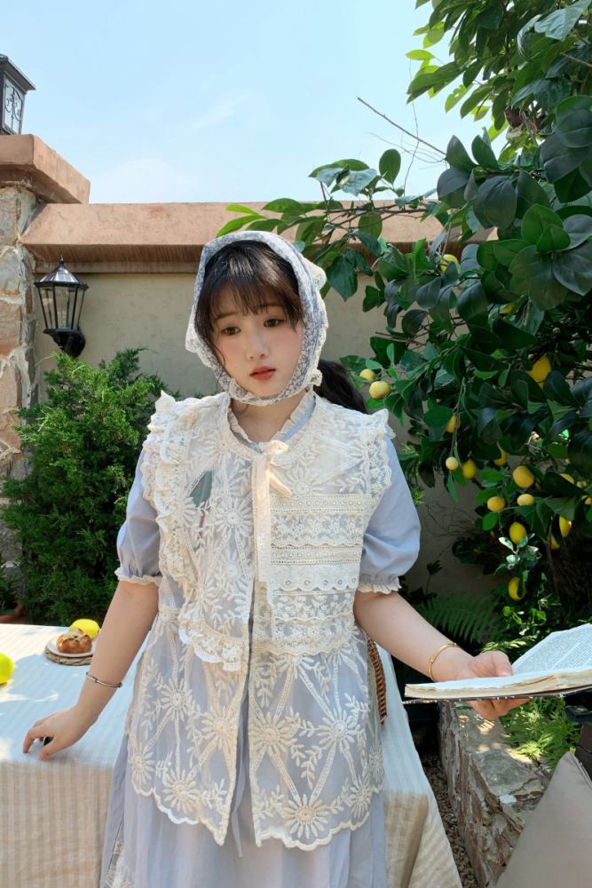Retro Lace Embroidery Vest Mori Kei Fashion