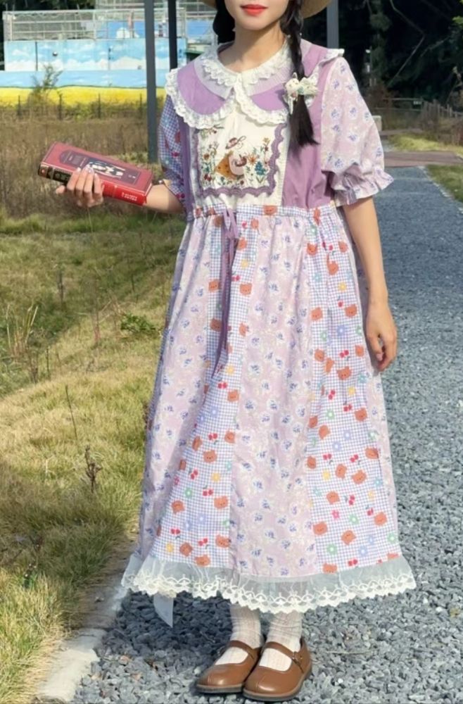 Peter Pan Collar Purple Dress Mori Kei Fashion