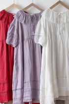 Travel Lace Trimmed Dress Red Mori Kei Outfits